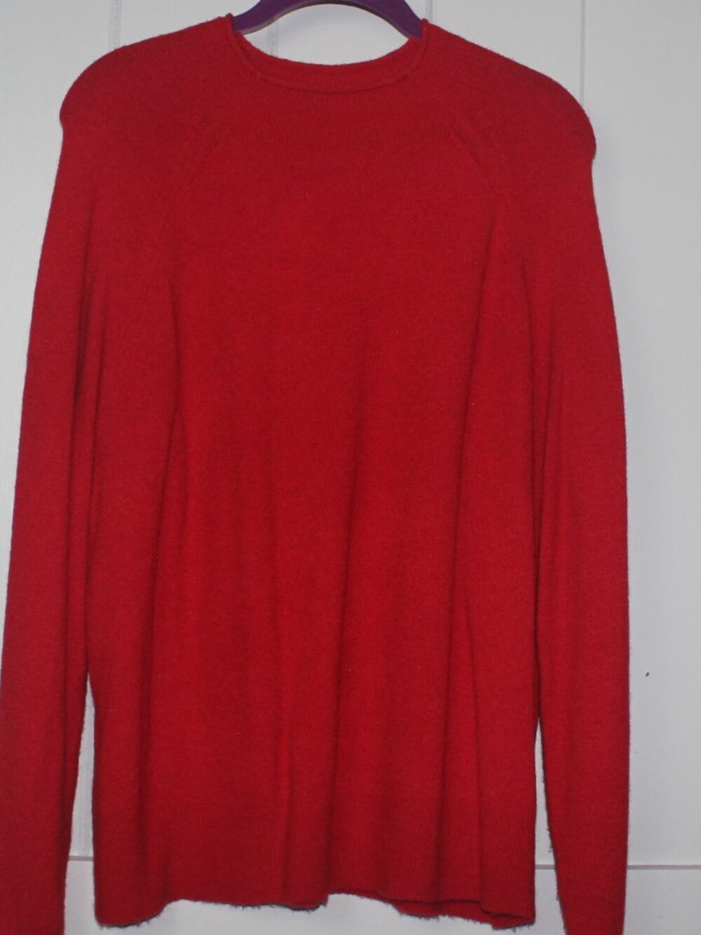NWT J CREW Womens soft Merino/ Poly Wool RED Sweater SZ LGE